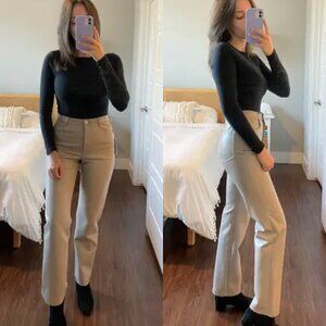 Wilfred | Aritzia Melina High-Waisted Vegan Leather Pants Taupe Brown Size‎ 0